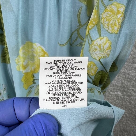 NWT June Hudson M Womens Maxi Dress Chiffon Ruffle Hem Smocked Waist Fairycore - Picture 14 of 16